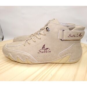 Salkin Minimalist Barefoot Boots Mens Beige Size 40 Ankle Height Leather Adj.